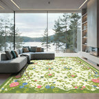 Whimsical Pink Blue Floral Vine Rug