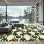 Deep Forest Abstract Organic Shapes Rug