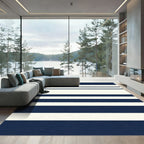 Classic Navy Cream Stripe Rug