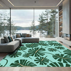 Aqua Green Monstera Leaf Mural Rug