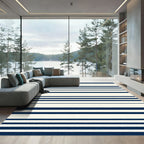 Classic Navy Cream Horizontal Stripe Rug