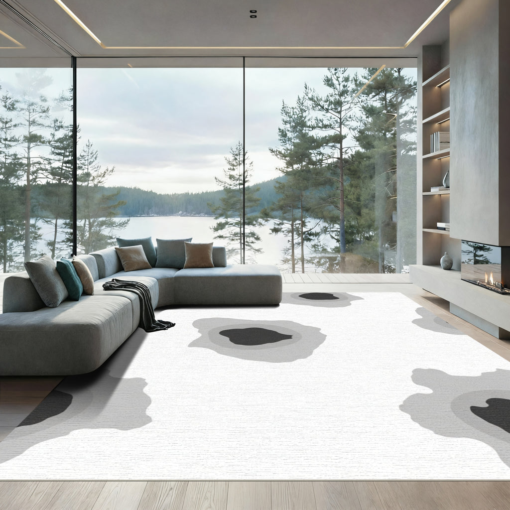 Monochromatic Abstract Bullet Hole Shapes Rug