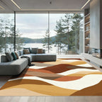Earthy Terracotta Abstract Landscape Rug
