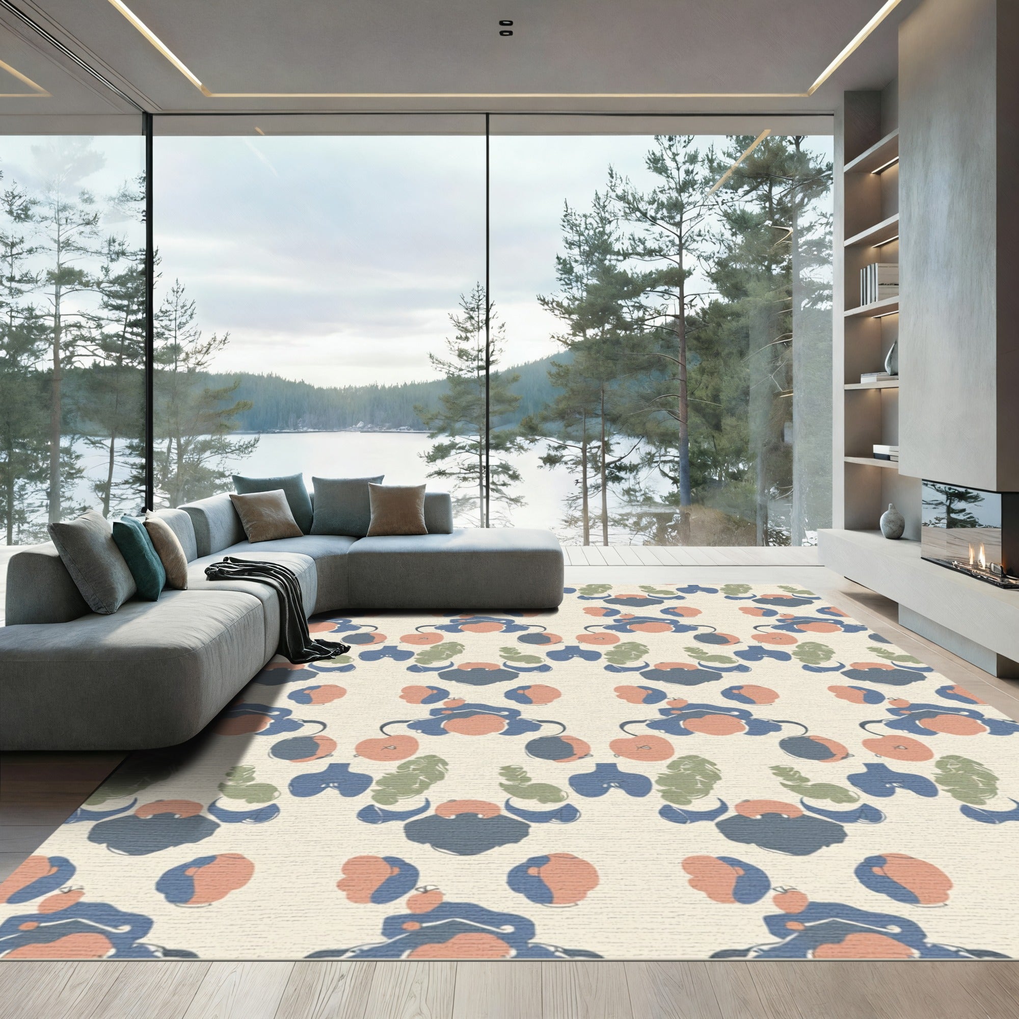 Nautical Abstract Organic Shapes Rug