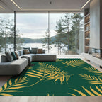 Lush Gold Palm Fronds Forest Rug