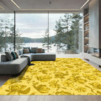 Golden Yellow Floral Illustration Rug