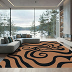 Brown Black Swirl Abstract Organic Rug