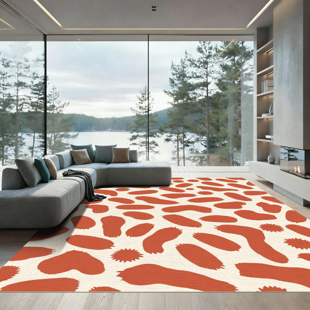 Terracotta Splash Organic Shapes Rug