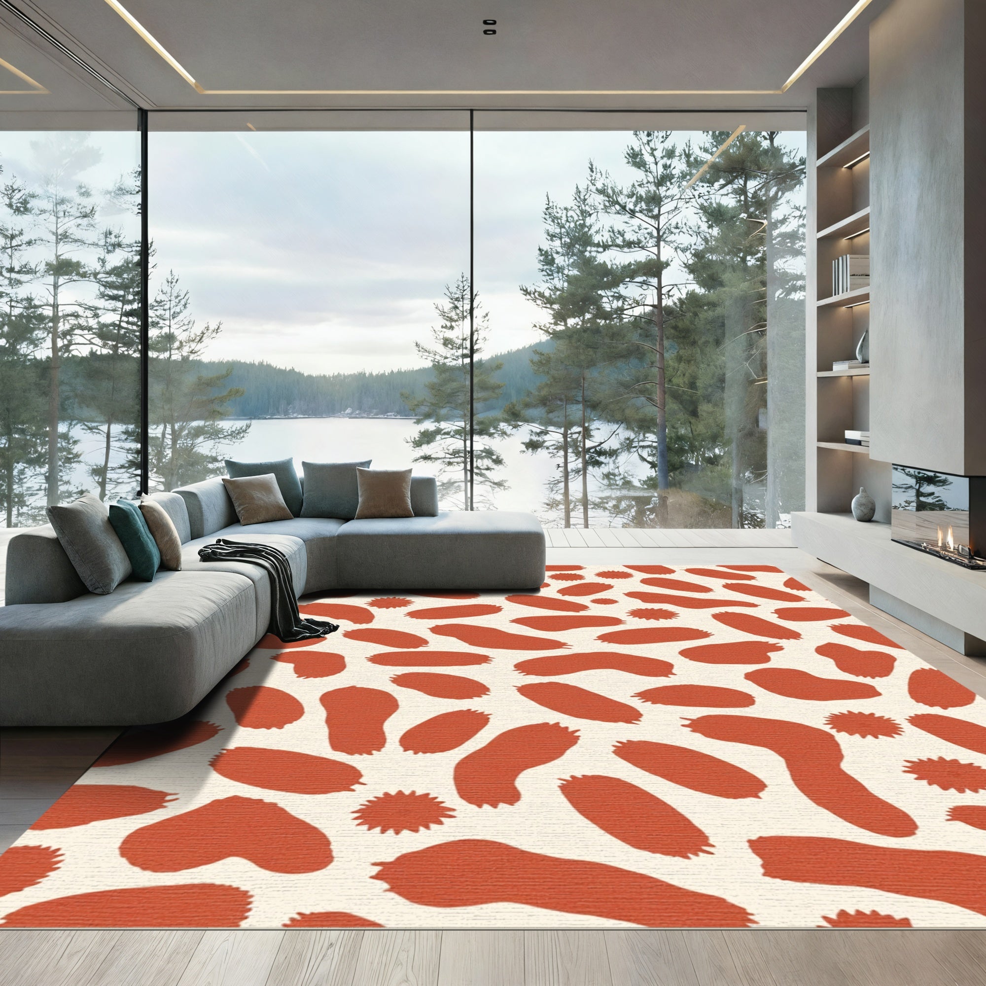 Terracotta Splash Organic Shapes Rug