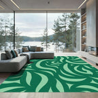 Forest Green Swirling Wave Rug