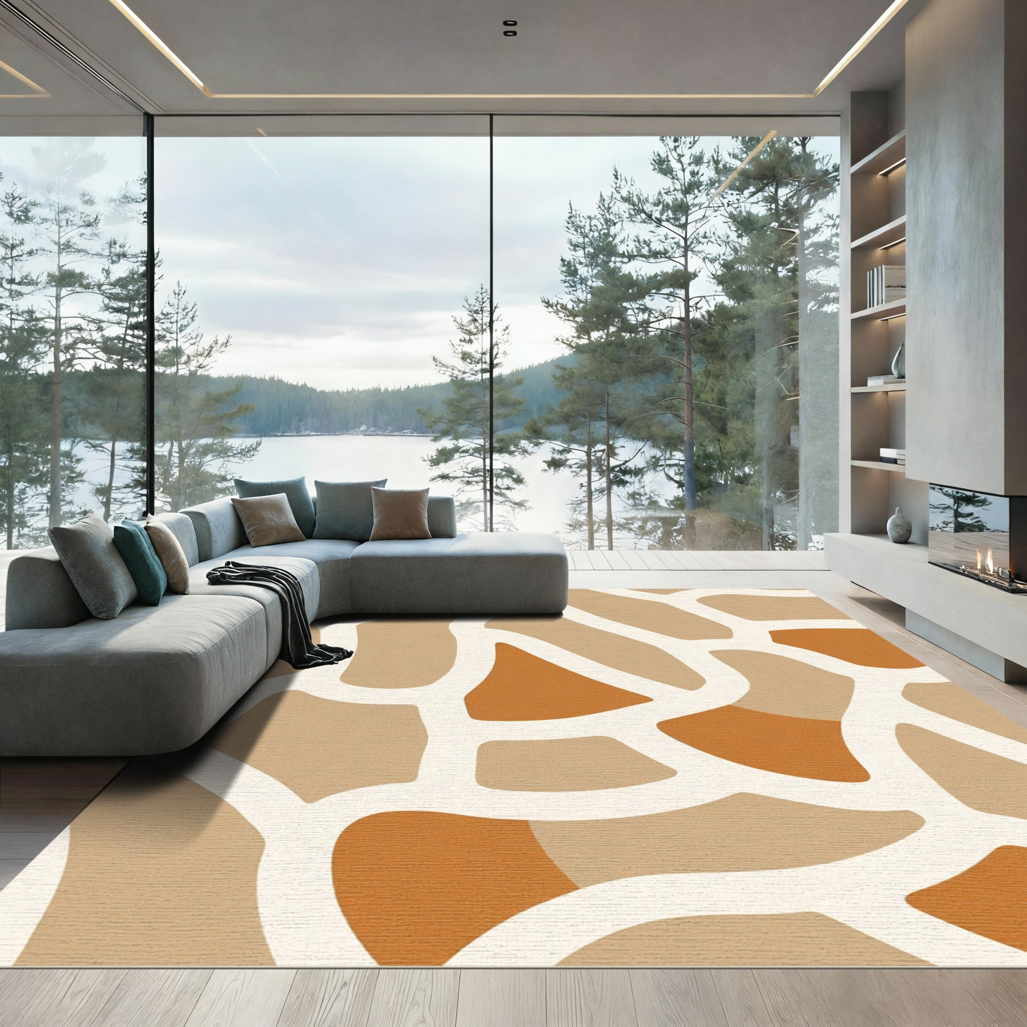 Earthy Organic Spots Contemporary Rug