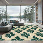 Deep Teal Leaf Pattern Rug