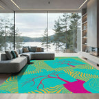 Bold Teal Magenta Branch Abstract Rug