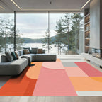 Soft Geometric Pastel Mid-Century Modern Rug