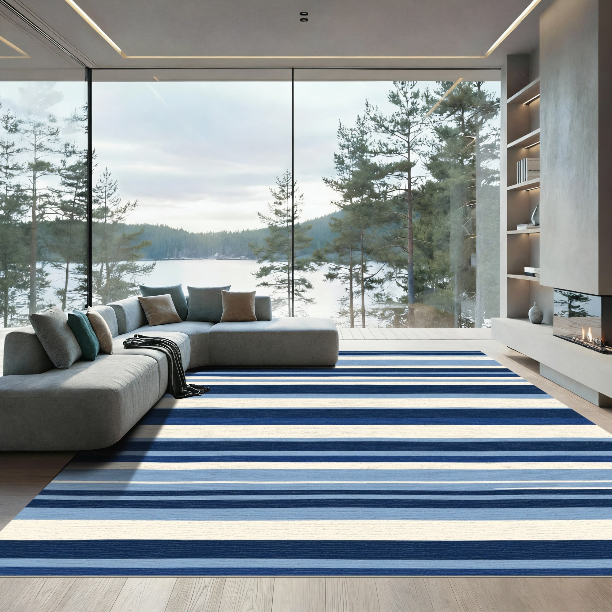 Nautical Blue Stripe Harmony Rug