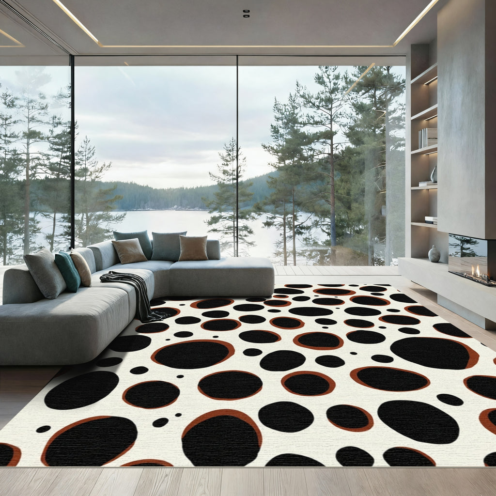 Brown Black Spotty Oval Collage Rug