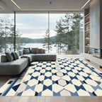 Navy Blue Diamond Geometric Stripe Rug