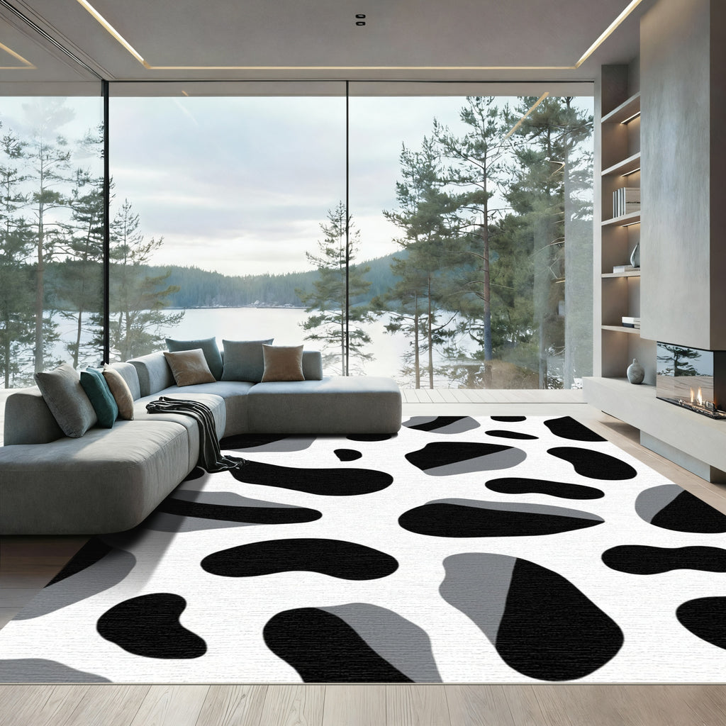 Black Gray Irregular Spots Rug
