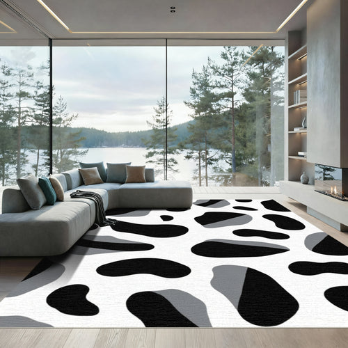 Black Gray Irregular Spots Rug