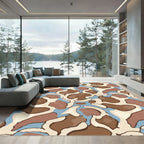 Brown Tan Blue Abstract Camouflage Rug