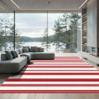 Classic Red White Stripe Area Rug
