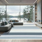 Modern Blue Gray Stripe Accent Rug