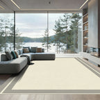 Cream Beige Double Border Rug