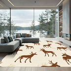 Brown Deer Repeating Pattern Background Rug