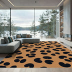 Bronze Black Leopard Print Spots Rug