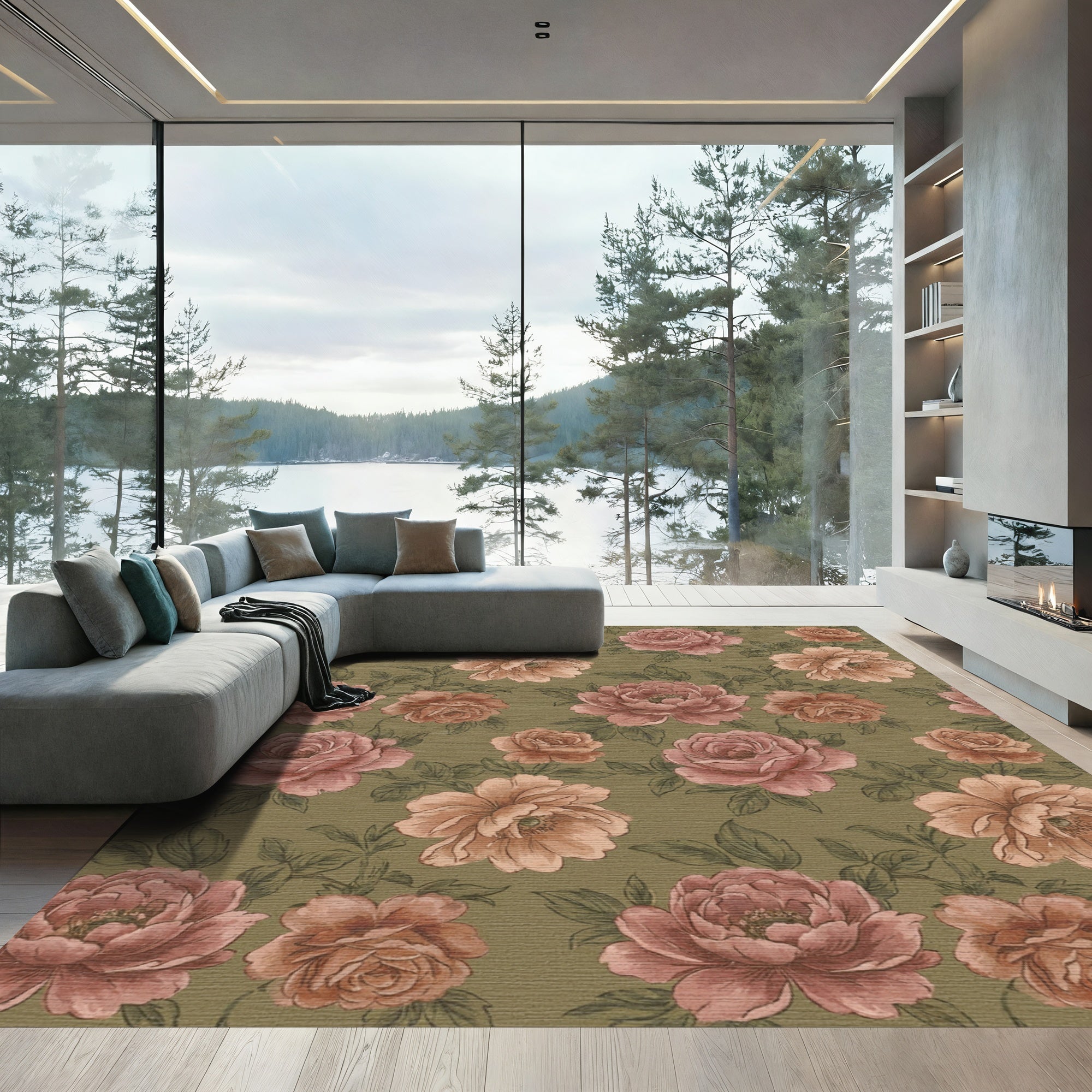 Vintage Rose Blossom Garden Rug