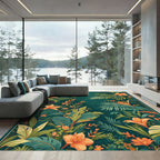 Vibrant Orange Lily Jungle Lushness Rug