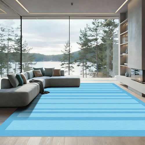 Aqua Gradient Wide Stripe Rug