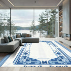 Blue White Floral Archway Rug