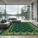 Emerald Gold Ornate Border Diamond Rug