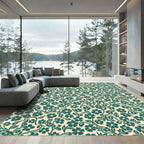 Teal Floral Vine Garden Rug