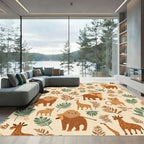 Safari Animals Foliage Autumn Palette Rug