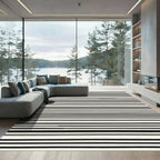 Modern Gray Black White Stripe Rug