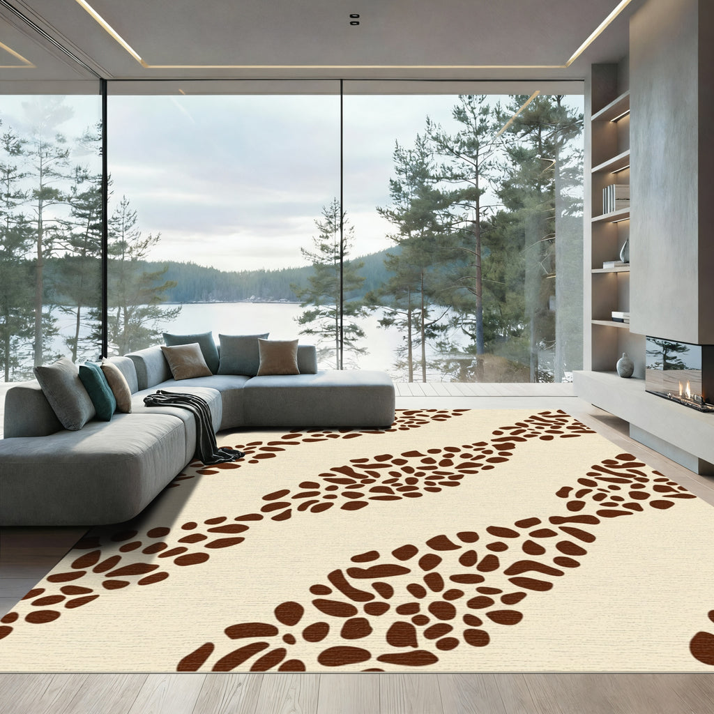 Brown Spotted Diagonal Band Rug