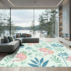 Playful Pink Dragons with Green Foliage Rug