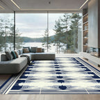 Navy Blue Modern Geometric Abstract Rug