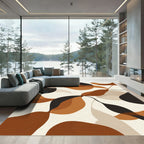 Organic Terracotta and Black Swirl Rug