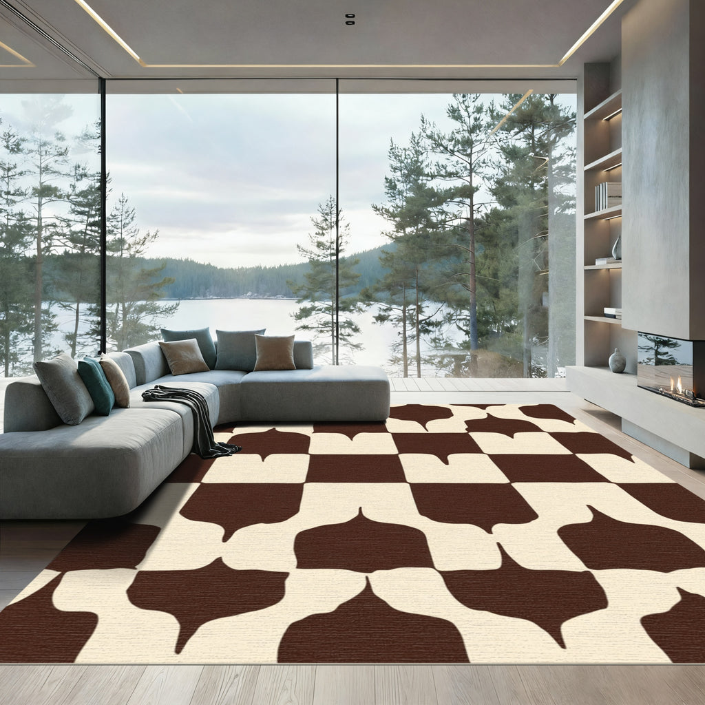 Dark Brown Cream Geometric Archers Rug