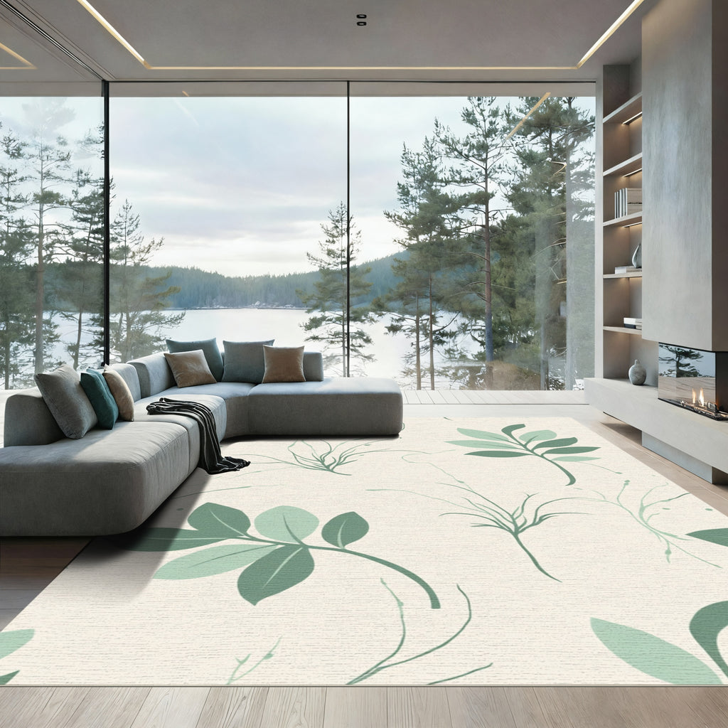 Calming Sage Botanical Branch Garland Rug