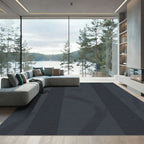 Dark Gray Vertical Stripe Abstract Rug
