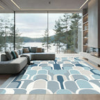 Retro Arch Stack Blue Gray Rug