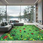 Green Forest Insects Collection Rug
