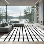 Bold Black White Grid Rug