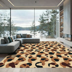 Taupe Black Spotted Abstract Camouflage Rug