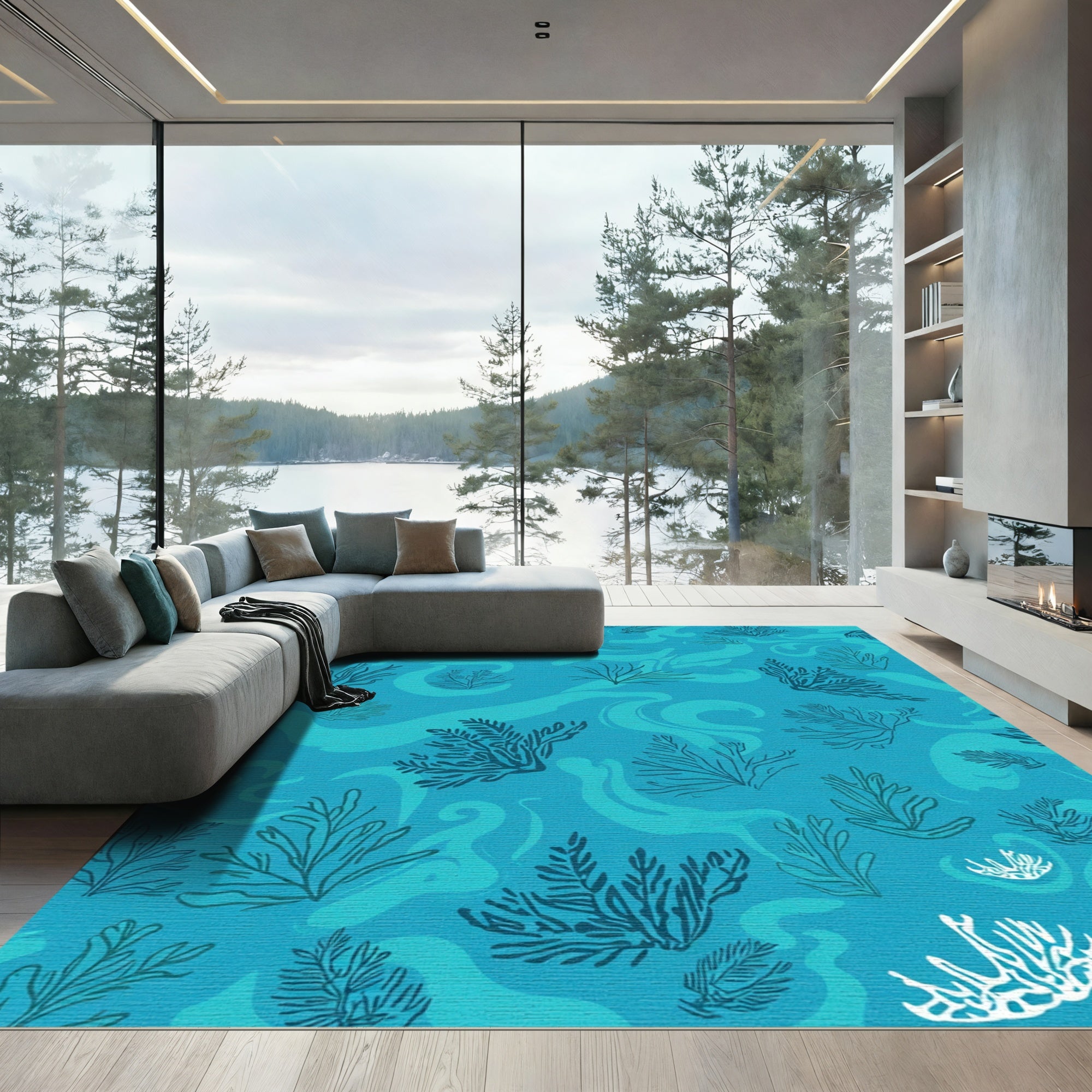 Oceanic Coral Wave Medallion Rug