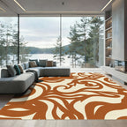 Terracotta Swirl Floral Abstract Rug